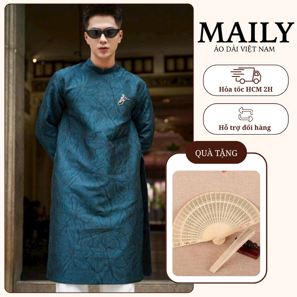 Áo Dài Cách Tân Nam Khải Hưng, Vải Gấm Nổi Cao Cấp Tôn Dáng Dễ Mặc - ÁO DÀI MAILY