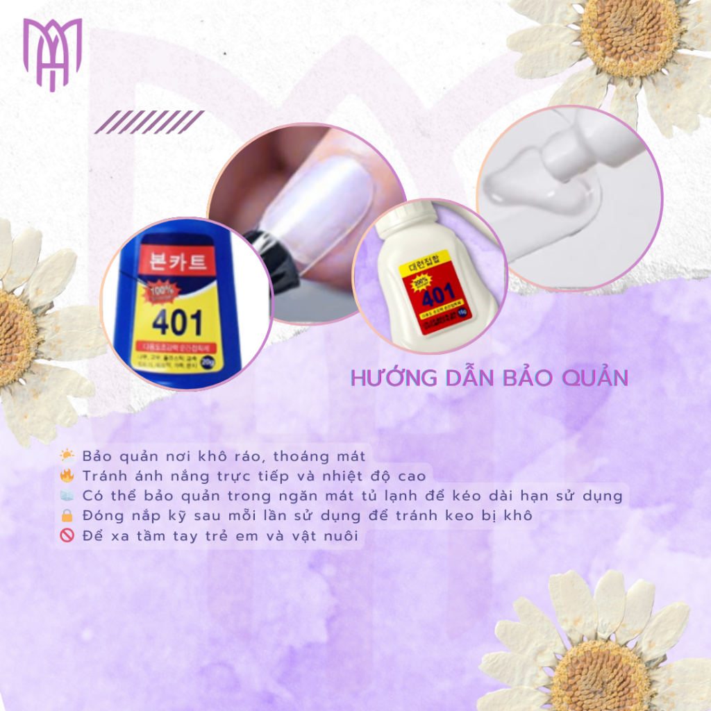 Keo 401 Dạng Lỏng Hàn Quốc - Keo Dán Móng Úp, Keo Đính Đá 15g-20g - Dính Chắc, Bền - Loại A, Loại B