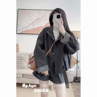 Áo Khoác Dạ Tay Kẻ Đai Buộc Basic QCCC Cao Cấp