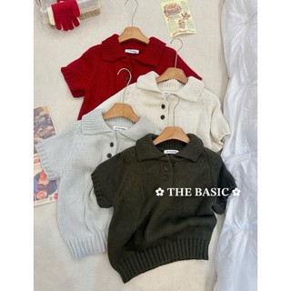Áo Len Ngắn Tay Cổ Bẻ Polo Basic Đơn Sắc QCCC Cao Cấp