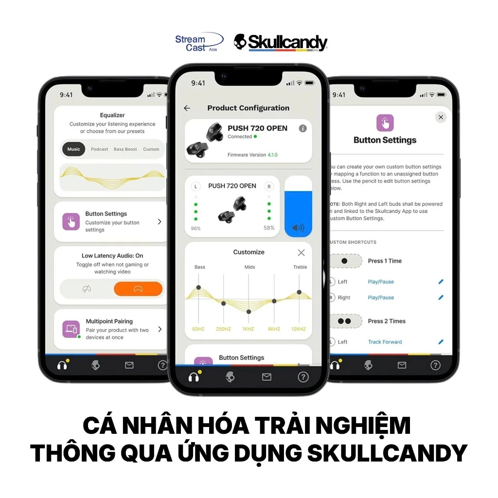 Tai nghe Bluetooth Skullcandy Push 720 Open Ear - Pin trâu chống nước IPX4 - Bảo hành chính hãng | BigBuy360 - bigbuy360.vn