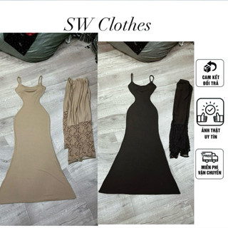Set 2 món váy hai dây đuôi cá kèm choàn phối ren sang chảnh