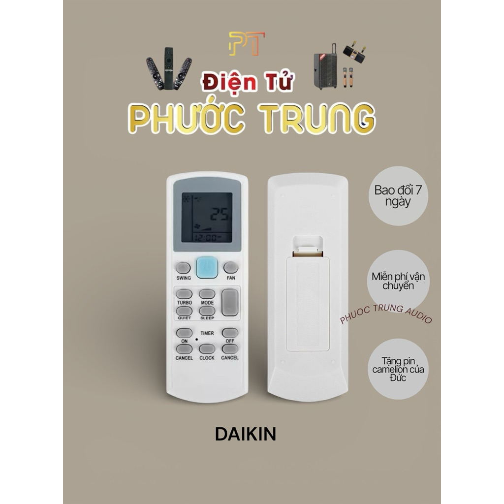 Remote Điều Khiển Máy Lạnh Máy Điều Hòa DAIKIN DÒNG FTV FTN SERIES (TẶNG PIN)