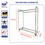 Sào treo quần áo 2 tầng inox có bánh xe, sào treo quần áo shop trẻ em người lớn dày dặn chắc chắc ảnh chụp thật (T10) — ảnh 1