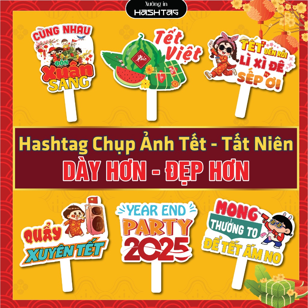 [Hashtag Tết] [ Mua 5 Tặng 1, Mua 10 Tặng 2] Hashtag Cầm Tay Chụp Ảnh ...