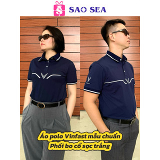 Áo Polo VinFast mẫu chuẩn phối kẻ sọc  – Đồng Phục CBNV Nam Nữ, Cotton Co Giãn 4 Chiều, Logo Phản Quang