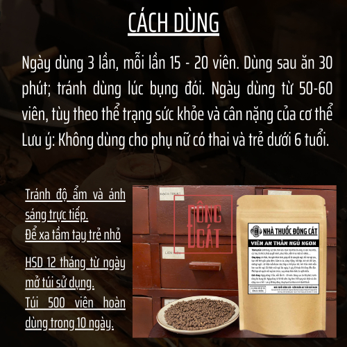 Thảo mộc thiên nhiên - Đông Cát Đường - Hoàn tán mất ngủ, đinh lăng, tâm sen, hạt muồng, lá vông - Túi 500v