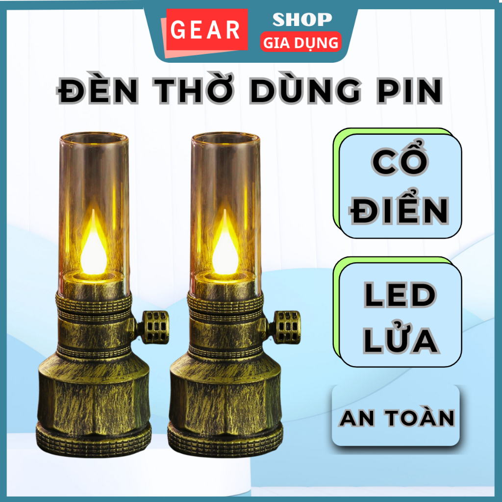 COMBO CẶP 2 ĐÈN THỜ LED -TẶNG KÈM PIN- Kiểu Dáng Cổ Điển - PT1