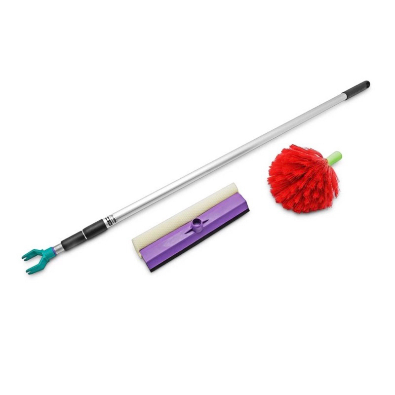 Cây Quét Mạng Nhện Trần Nhà - Inox, 3 Chức Năng, Cán Kéo Dài Linh Hoạt, Thu Ngắn Còn 1m