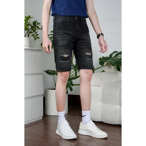 QUẦN JEAN NAM - QUÀN SHORT JEAN NAM MÀU ĐEN WAX SÁNG CÀO RÁCH TẠO ĐIỂM NHẤN ,HOT TREND HÀN QUỐC,SKINY