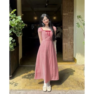 Michi - Đầm caro phối nơ - osu