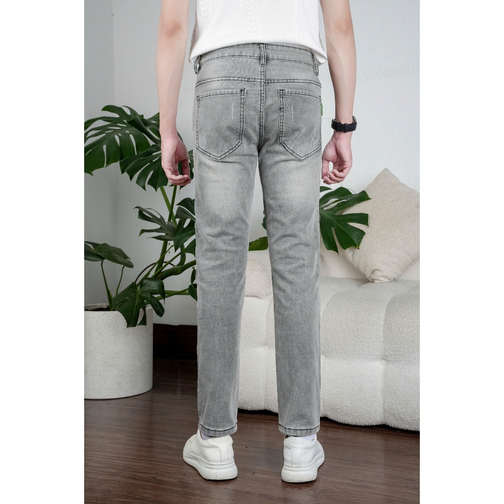 Quần jean nam xám bạc SKINNY - quần bò dài hottren vải DENIM, cotton co dãn chuẩn form dễ phối đồ