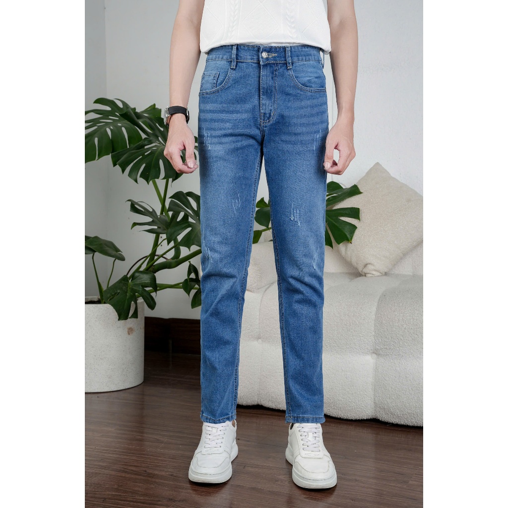 Quần jean nam dài SLIMFIT hot trend was sáng nhẹ vải DENIM COTTON