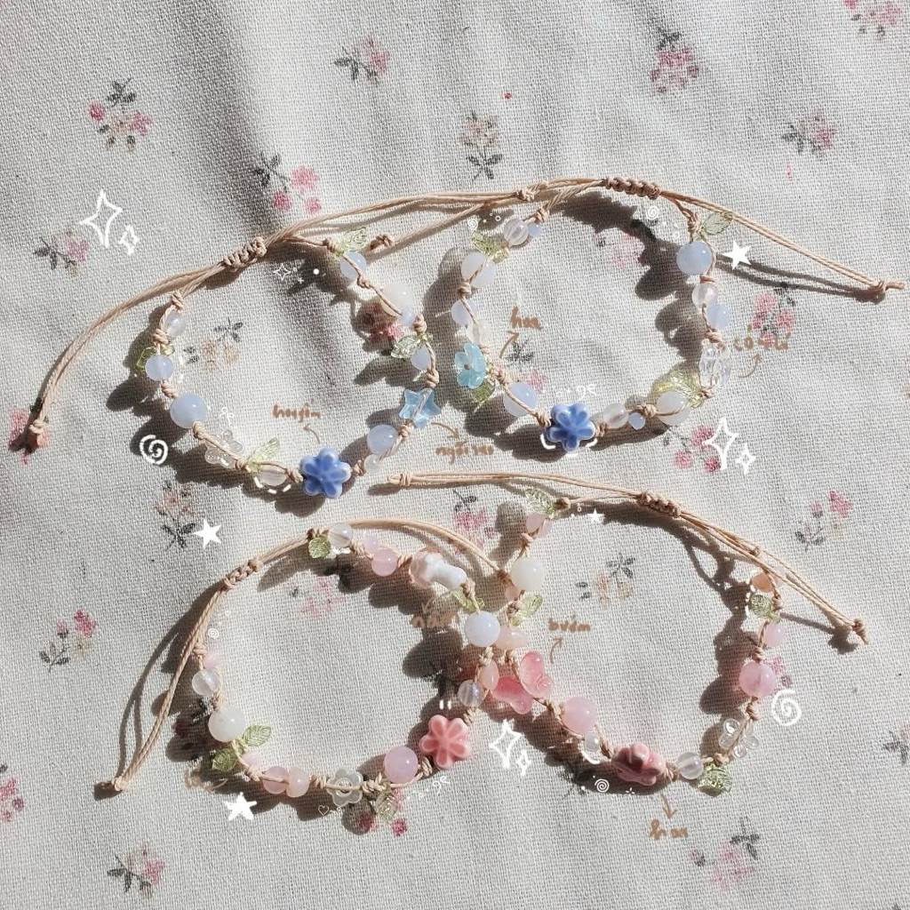 Vòng tay handmade dây sáp hoa lá | Ktrynnk |
