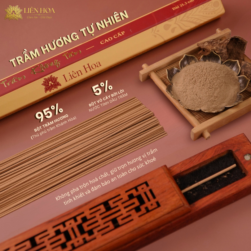 Trầm Không Tăm Liên Hoa Thượng Hạng | 10gr-20gr | 21cm Liên Hoa – Tự Nhiên, Sạch Thơm, Ít Khói