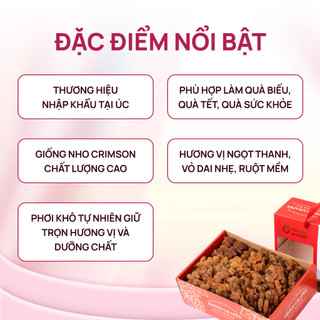 [NHẬP KHẨU ÚC] Nho khô nguyên cành Crimson Adora st Food vị ngọt thanh, công nghệ sấy khô tự nhiên giữ trọn dinh dưỡng