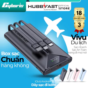 BOX dự phòng mini,Dung lượng 20000mAh,sạc nhanh PD 20W, HubbFast Play1,màn hình LED,BH 18 tháng