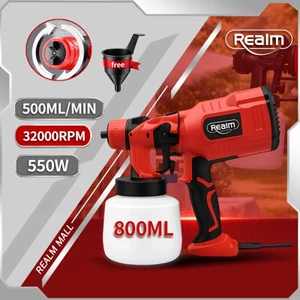 REALM Súng phun sơn điện 800ML cầm tay cắm điện – Đầu phun điều chỉnh động cơ mạnh mẽ phun đều