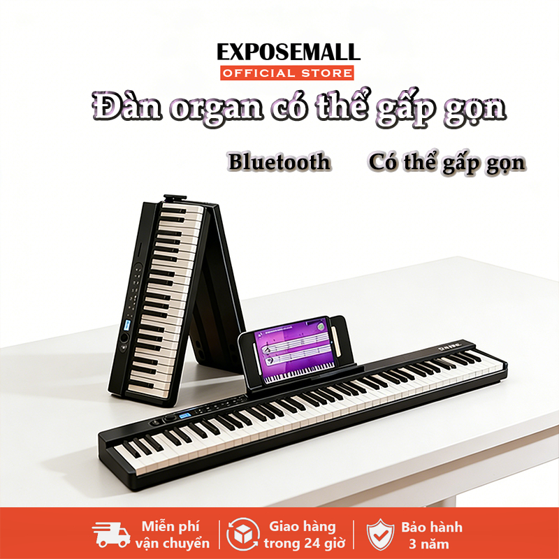 Đàn Piano Điện Gấp Gọn Expose DE-66/DE-88  88 Phím Nặng Cảm Lực Kết Nối Bluetooth MIDI