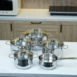 HCM Bộ nồi WMF Diadem Plus 5 món kèm quánh,Bộ nồi inox Thiết kế hình củ độc đáo và thu hút GermanySNT 70150