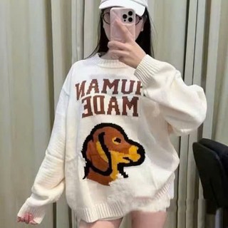 Áo Len Cún Hu Man, Áo Len Họa Tiết Dễ Thương, Form Rộng Unisex