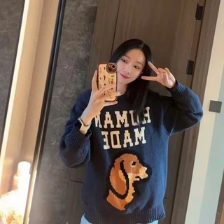 Áo Len Cún Hu Man, Áo Len Họa Tiết Dễ Thương, Form Rộng Unisex