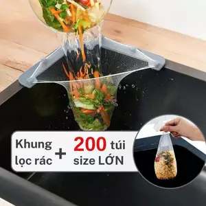 Túi lưới lọc rác combo 100 cái và combo 200 cái tặng 1 khung nhựa gắn bồn rửa chén Dụng cụ chăm sóc nhà cửa Đồ gia dụng