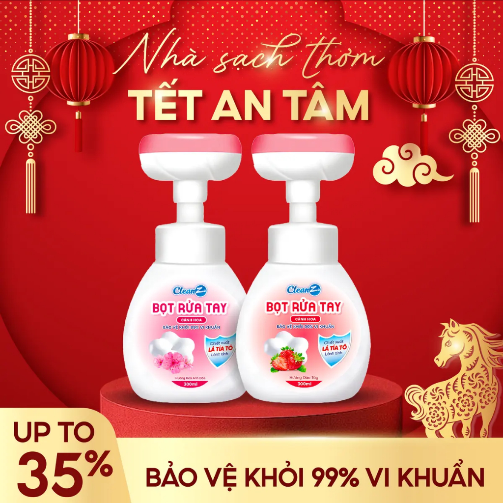 Bọt rửa tay hình cánh hoa CleanZ chiết xuất lá tía tô kháng khuẩn, lành tính, dưỡng ẩm cho da tay