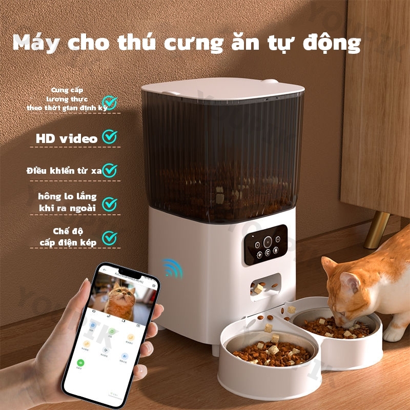Máy Cho Ăn Mèo Thông Minh APP - Theo Dõi Video Từ Xa Kho Hạt 5L