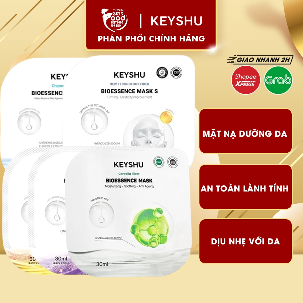 Mặt nạ Keyshu dưỡng ẩm, làm mềm da, hỗ trợ ngừa lão hóa Bioessence Mask 30ml ThegioiSkinfood