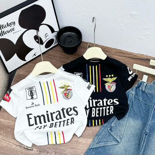 ( Shopmesockids) Bộ Quần Jeans mix Áo Thun Thể Thao Màu Đen và Trắng Phong Cách Streetwear cho bé gái