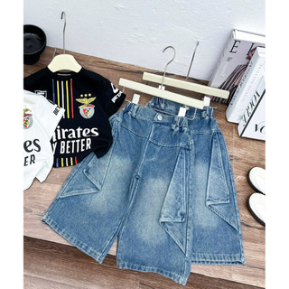 ( Shopmesockids) Bộ Quần Jeans mix Áo Thun Thể Thao Màu Đen và Trắng Phong Cách Streetwear cho bé gái