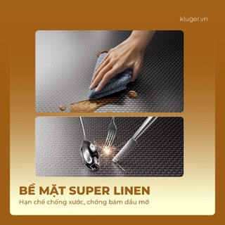 Chậu rửa bát Kluger KT8050SL Plus phong cách Nhật, bề mặt mịn Super LINEN thẩm mỹ và dễ vệ sinh hơn