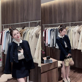 MIMI CLOTHING - Bộ mùa đông mặc nhẹ nhàng phối cổ bèo
