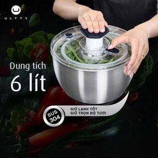 Chậu Rổ Quay Rau Tách Nước Cao Cấp U ULTTY PF360, Bơm Nhẹ Rau Sạch Ráo Tức Thì, Dung Tích 6 Lít