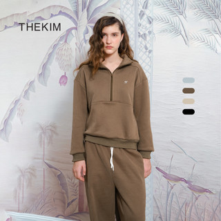[XẢ HÀNG] THEKIM Áo nỉ dài tay cổ cao (lót lông) khóa half zip T388, phối quần cạp trắng suông dài (không lót lông) B330