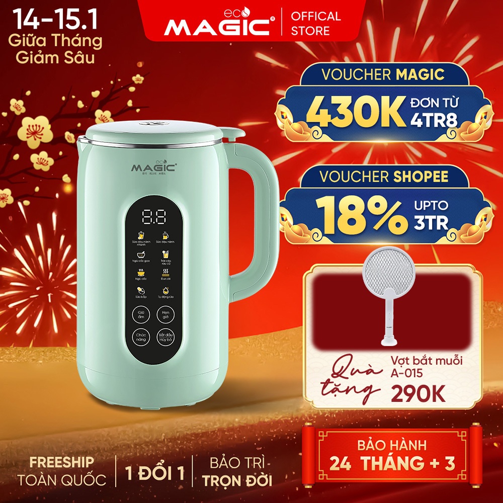 Máy Sữa Hạt Magic Eco AC-55, Inox 304 Toàn Bộ, Lưỡi Dao 8 Cánh Đa Chiều, Công Suất 1000W, BH 24T