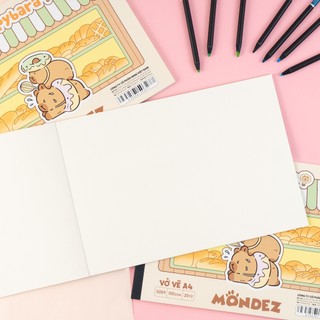 Vở Vẽ A4 Học Sinh Tô Màu Cho Bé Hình Capypara 100GSM, Sổ Vẽ Mỹ Thuật A4 Giấy Mịn Dày Chống Lem, Dễ Bám Màu