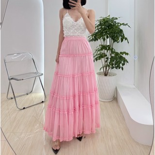 Chân váy dài 100cm xòe bồng 5 tầng voan tơ 2 lớp Freesize màu Hot Trend Mùa Hè Đi biển