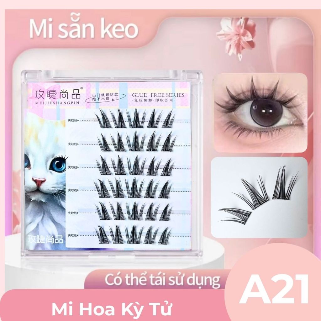 Lông mi giả SẴN KEO 99K/6 hộp, có thể tái sử dụng, chống nước 24h chuẩn dáng Hàn Quốc