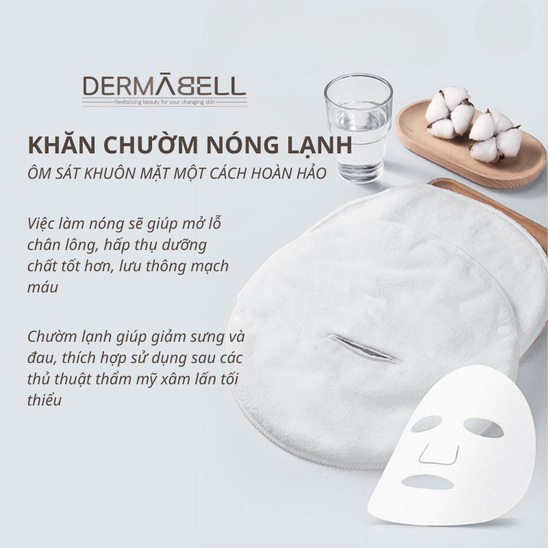 Khăn Chườm Nóng Dermabell Hàn Quốc, Mặt Nạ Ủ Nóng, Xông Hơi- Nở Lỗ Chân Lông, Thư Giãn Da
