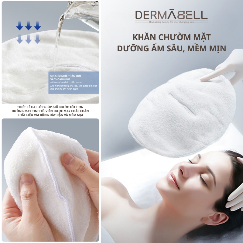Khăn Chườm Nóng Dermabell Hàn Quốc, Mặt Nạ Ủ Nóng, Xông Hơi- Nở Lỗ Chân Lông, Thư Giãn Da