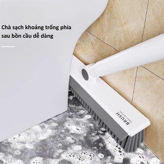 Cây Chà Sàn Nhà Tắm 2 Trong 1, Chổi Cọ Sàn Gạt Nước Thông Minh, Đầu Xoay 180 Độ, Cán Dài