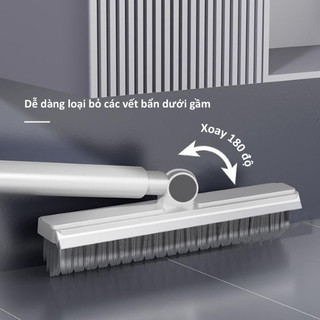 Cây Chà Sàn Nhà Tắm 2 Trong 1, Chổi Cọ Sàn Gạt Nước Thông Minh, Đầu Xoay 180 Độ, Cán Dài