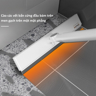 Cây Chà Sàn Nhà Tắm 2 Trong 1, Chổi Cọ Sàn Gạt Nước Thông Minh, Đầu Xoay 180 Độ, Cán Dài