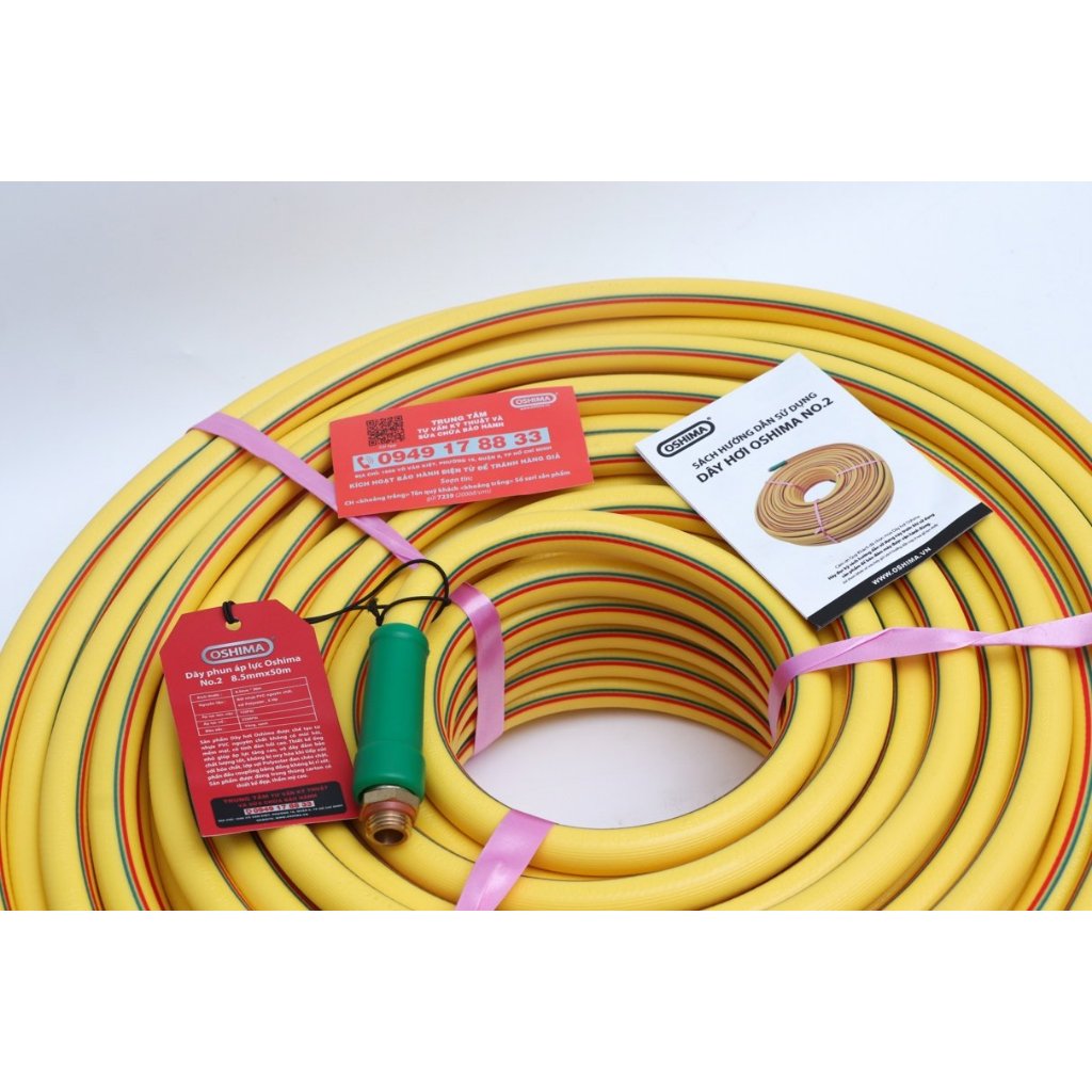 Dây Xịt Áp Lực 5 lớp Oshima No.2 8.5mm x 50m Áp lực tối đa 280kg - Đầu Nối Nhanh - 1 đổi 1 12 tháng