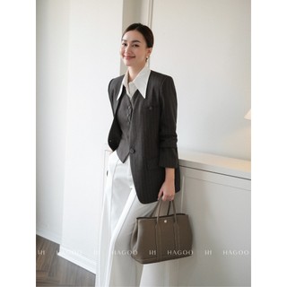 Set 4 chi tiết lẻ Blazer & Gile & Chân váy & Quần màu kẻ ghi phong cách thanh lịch [S9045-Q9025]