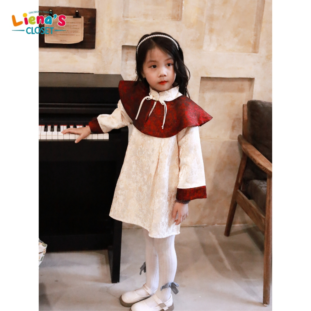 Váy Phượng Hoàng Bé Gái Nhà Liena's Closet Thiết Kế Kèm Vân Kiên Hoàng Gia Chất Gấm Cao Cấp Tết 2026