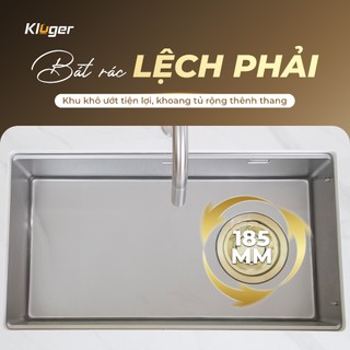 Chậu rửa bát Kluger KY8045FS phong cách Nhật, bát rác lệch, bề mặt LINEN dễ vệ sinh