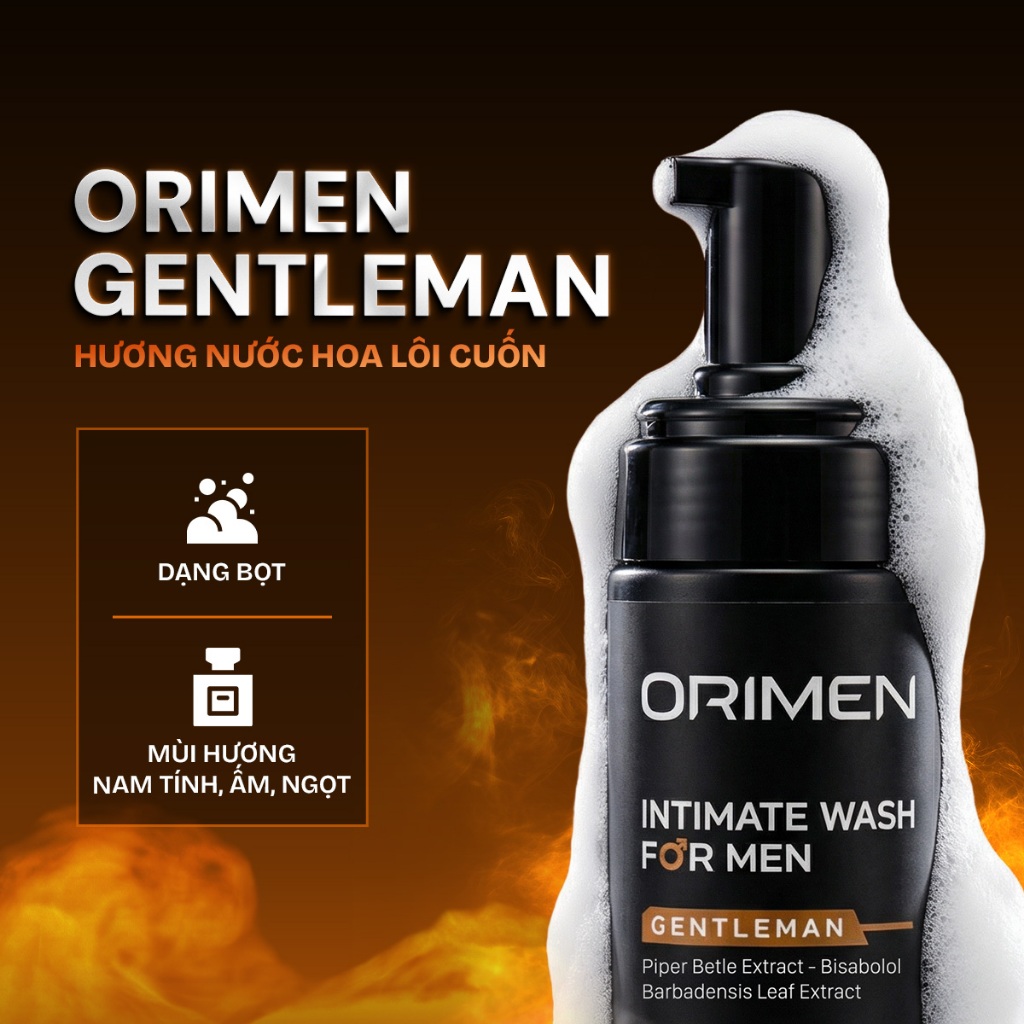 Dung dịch vệ sinh nam Orimen sạch khuẩn, ngăn ngừa viêm ngứa, bọt vệ sinh nam lưu hương nam tính 120ml